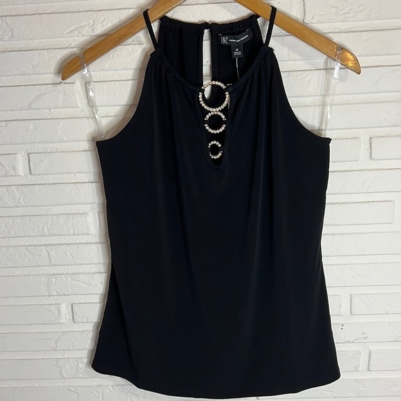 INC International Concepts Black Embellished Halter Top, Women’s Size XS - Picture 1 of 8